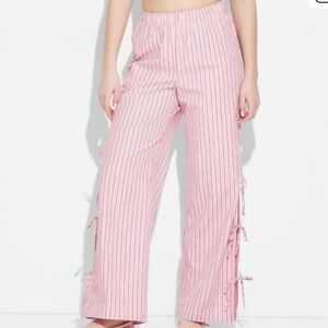 wild fable Pink and White Striped Bow Ties Down The SIDE Cargo Style Pants